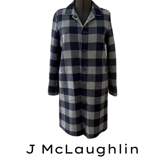 J McLaughlin Jackets & Blazers - ✨HOST PICK✨ J MCLAUGHLIN PLAID REVERSIBLE WOOL COAT - SIZE MEDIUM